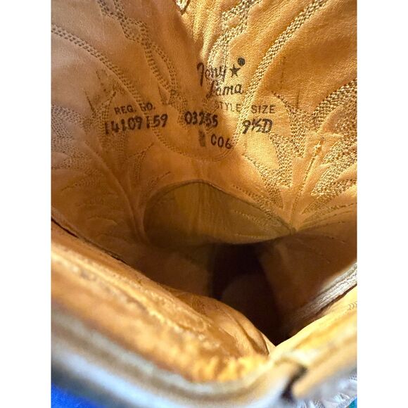 Tony Lama Full Quill Ostrich Cowboy Boots 9.5D Cognac Leather Western USA Made - Picture 9 of 10